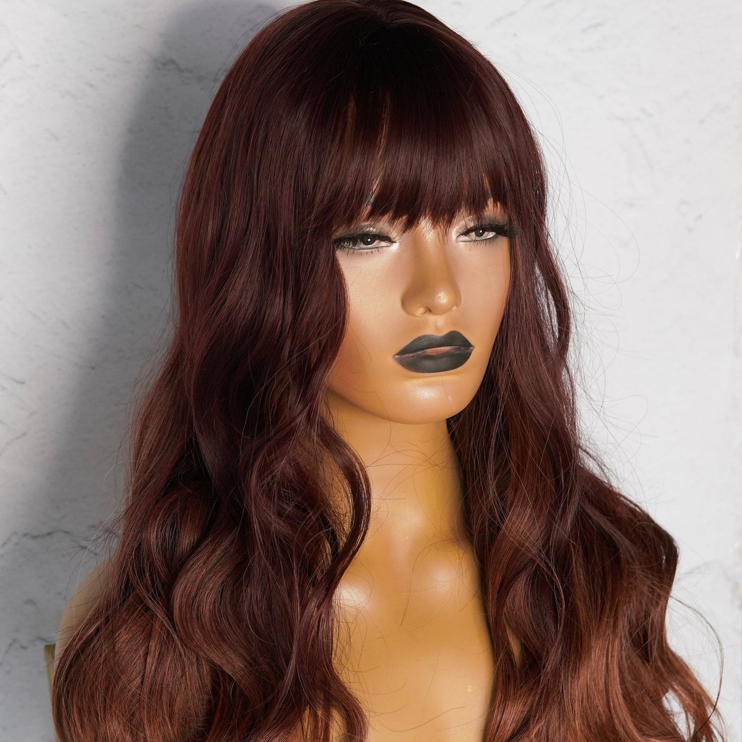 AUTUMN Mahogany Brown Ombre Fringe Wig - Milk &amp; Honey Wigs