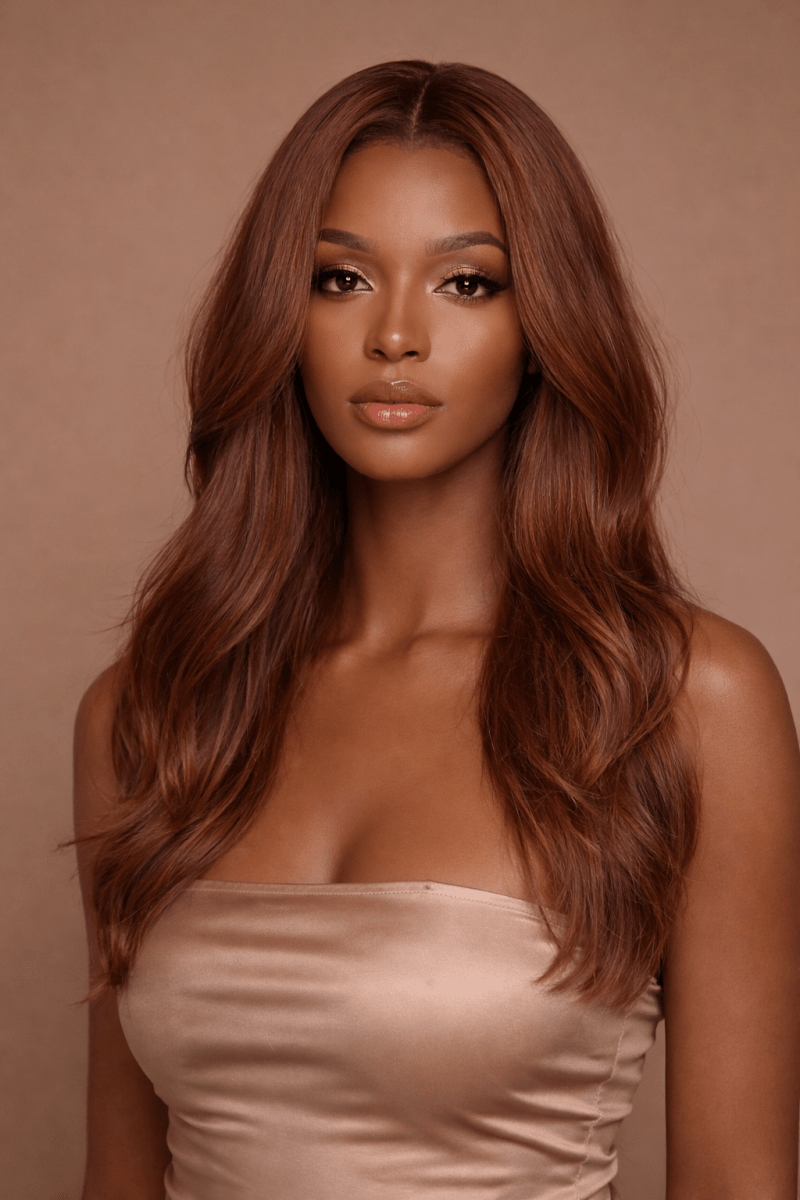 BELAIR - Ombre Brown - Lace Front Wig | Brown, 22 Inch, T-Part Lace Front, Synthetic Hair | Milk &amp; Honey Wigs