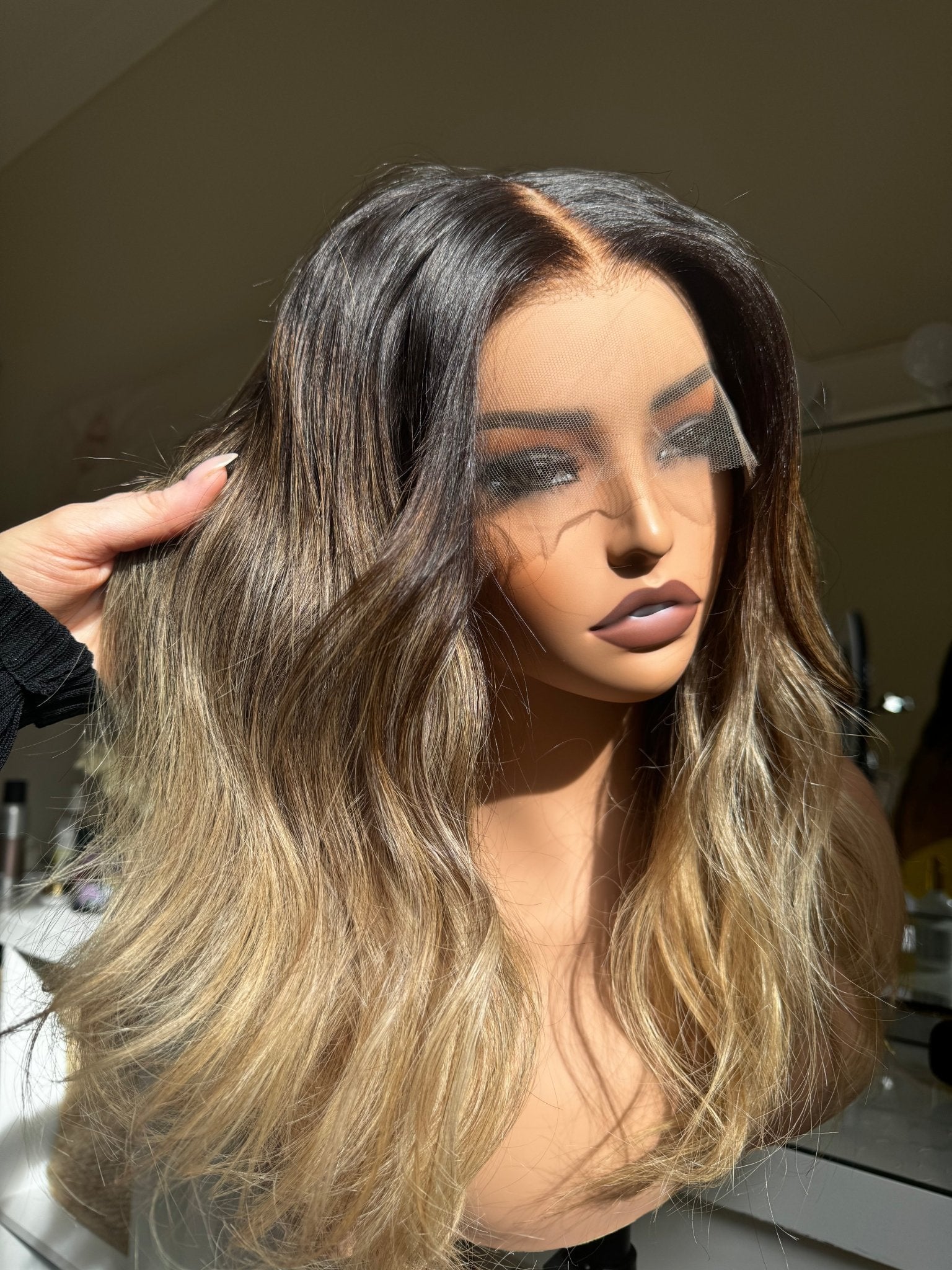 BETH Ombre Brown Human Hair Lace Front Wig ** READY TO SHIP ** - Milk &amp; Honey Wigs