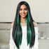 Black Wig with Emerald Green Face - Framing Highlights Wig - MARKETPLACE - Milk & Honey Wigs