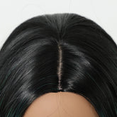 Black Wig with Emerald Green Face - Framing Highlights Wig - MARKETPLACE - Milk & Honey Wigs
