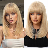 Blonde Straight with Full Fringe Wig - MARKETPLACE - Milk & Honey Wigs