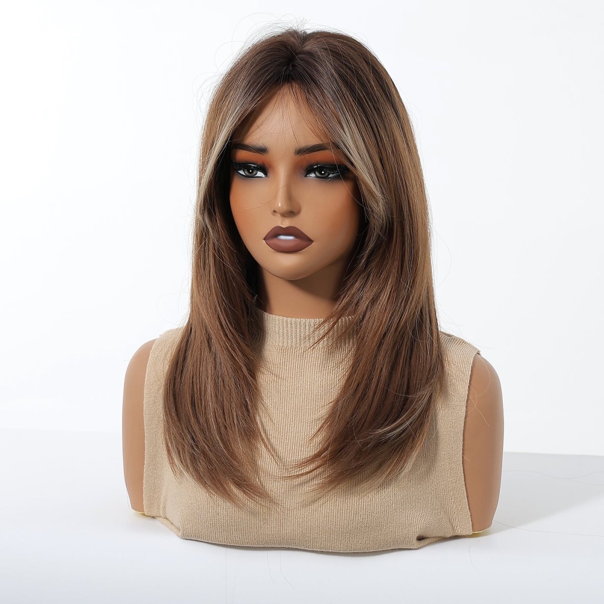 Caramel Brown with Ash Blonde Highlight Wig - MARKETPLACE - Milk &amp; Honey Wigs