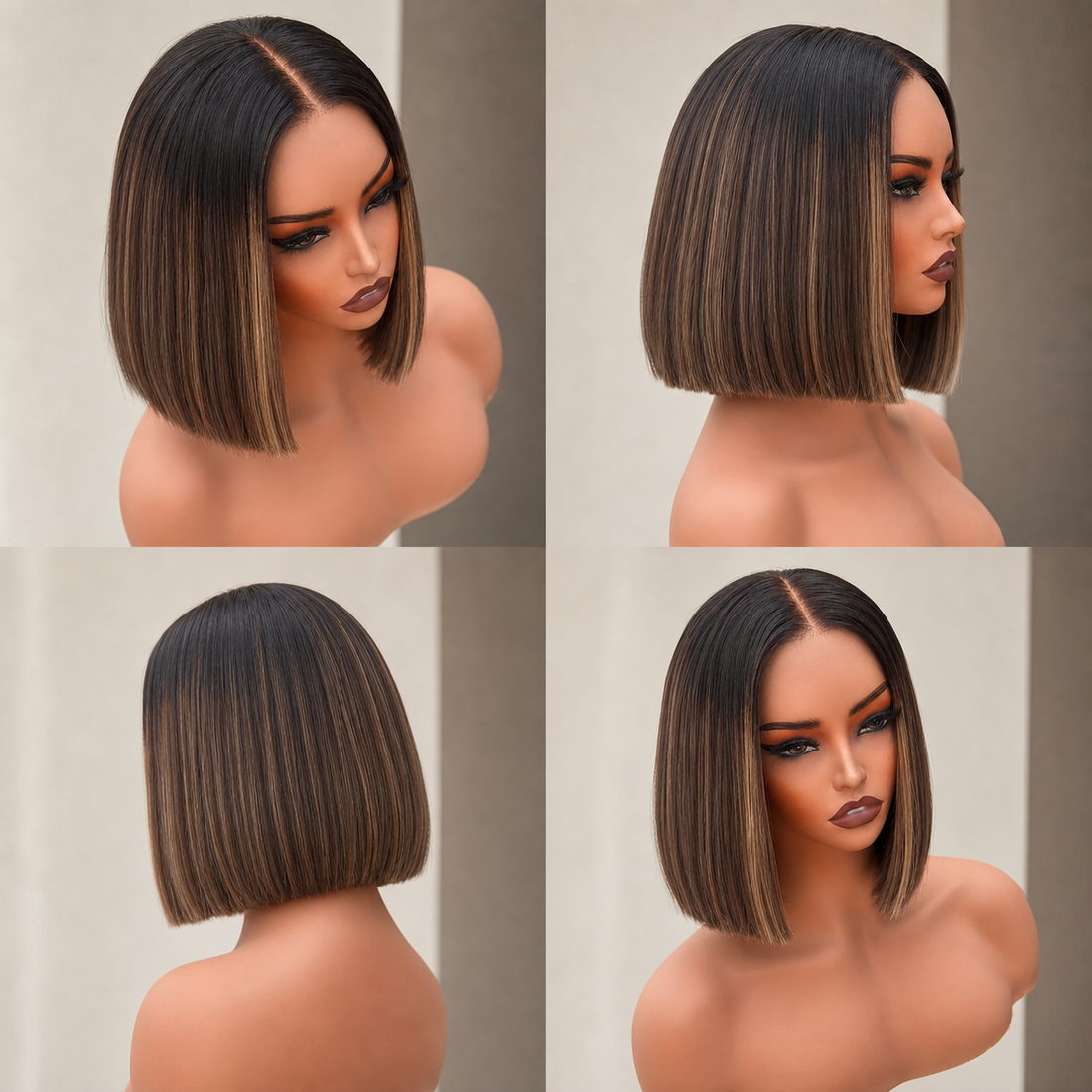 CARTER 10 INCH BOB - Lived In Brunette - Human Hair Wig