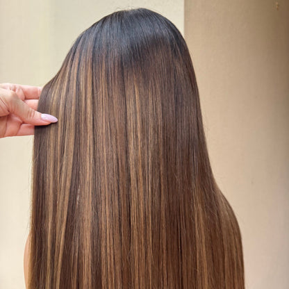 CARTER lived in brunette human hair lace front wig | Milk &amp; Honey Wigs