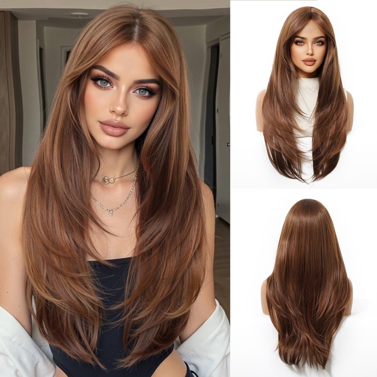 Chestnut Brown Layered Wig - MARKETPLACE - Milk &amp; Honey Wigs