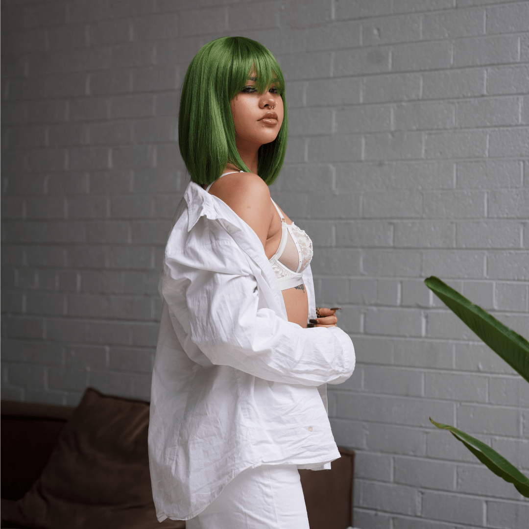 COURTNEY Green Fringe Wig - Milk & Honey Wigs
