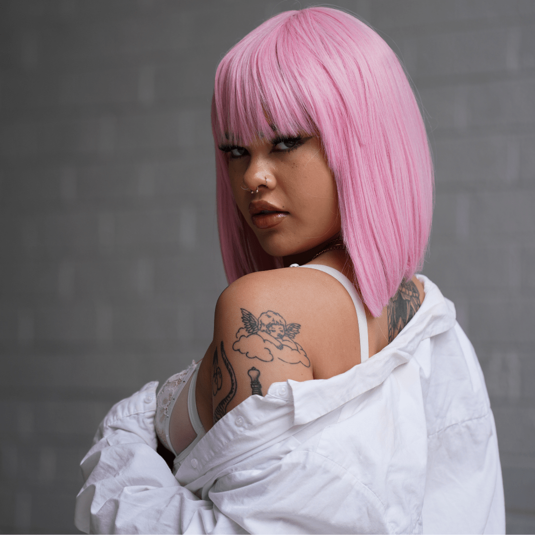 COURTNEY Pink Fringe Wig - Milk & Honey Wigs