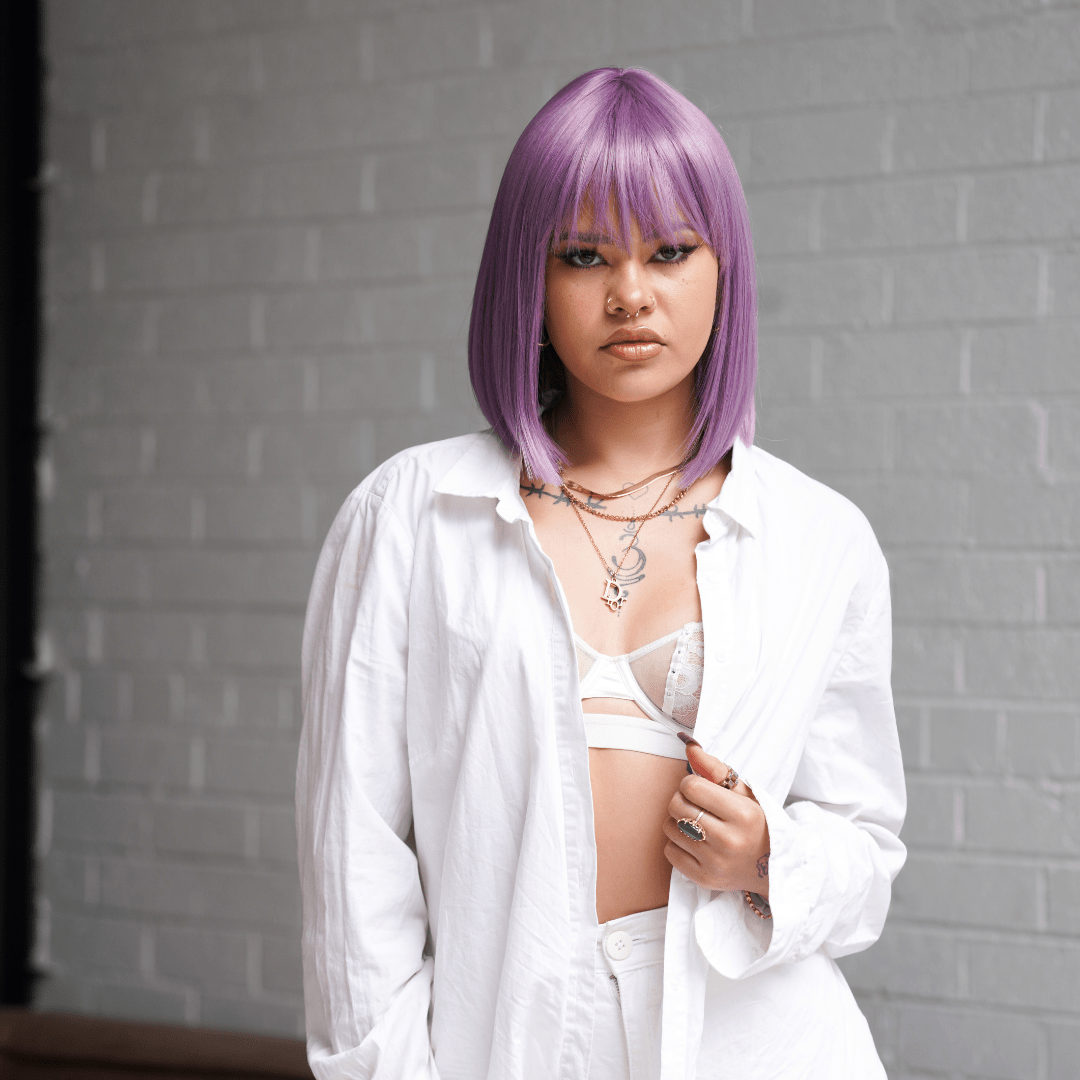 COURTNEY Purple Fringe Wig - Milk & Honey Wigs