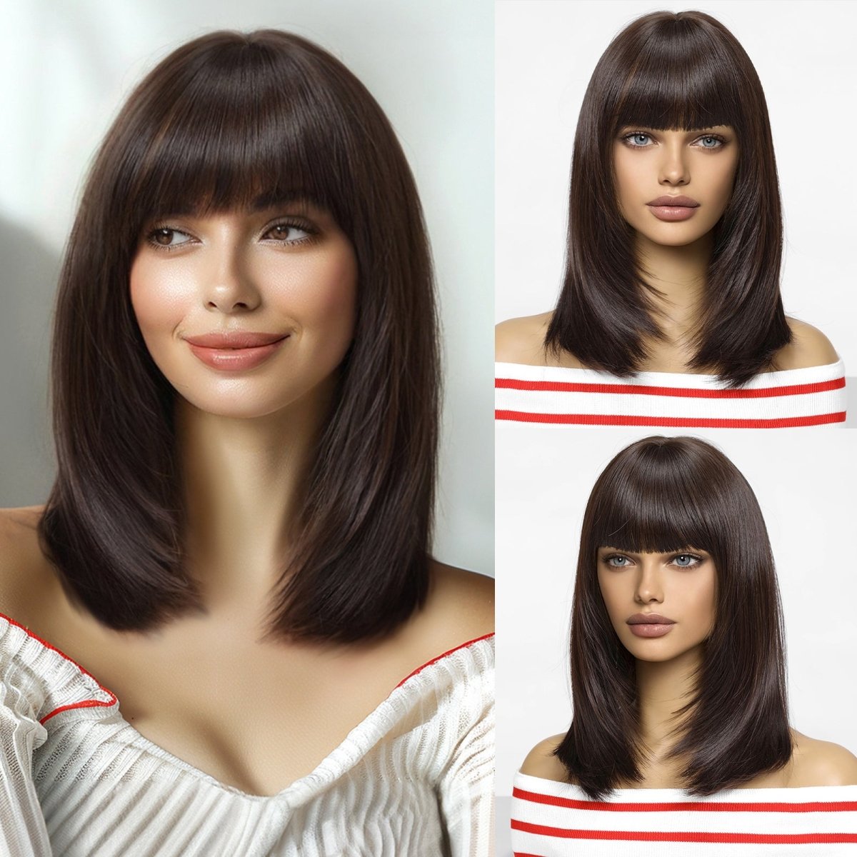 Dark Brown Fringe Wig - MARKETPLACE - Milk &amp; Honey Wigs