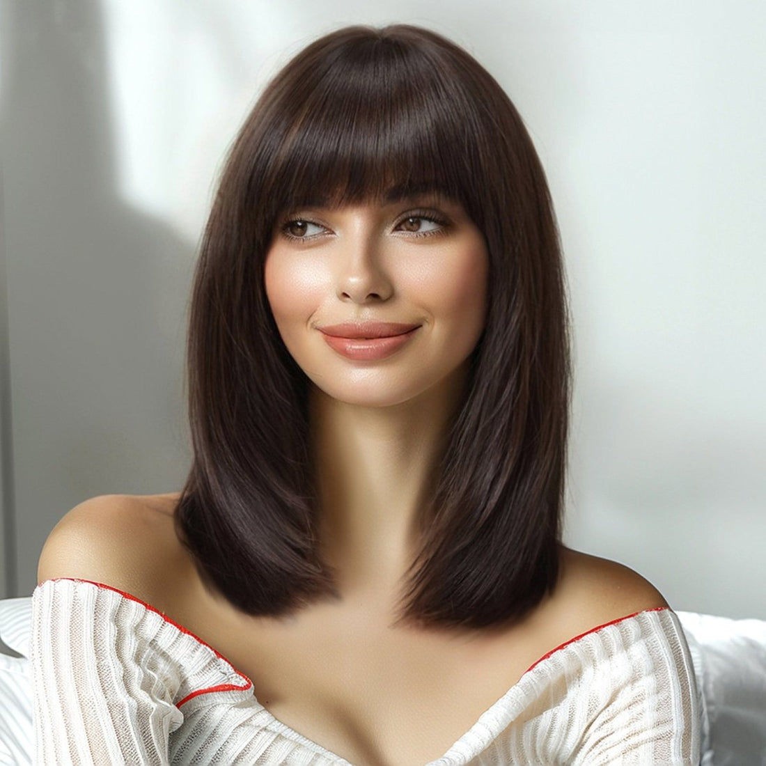 Dark Brown Fringe Wig - MARKETPLACE - Milk &amp; Honey Wigs