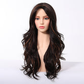 Dark Brown Wig Caramel Highlights Wig - MARKETPLACE - Milk & Honey Wigs