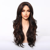 Dark Brown Wig Caramel Highlights Wig - MARKETPLACE - Milk & Honey Wigs