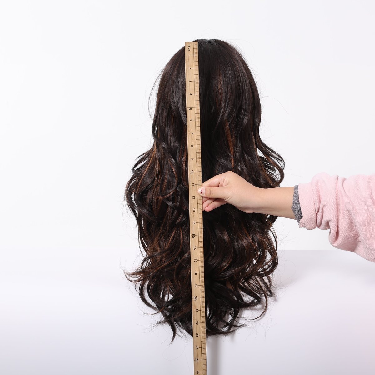 Dark Brown Wig Caramel Highlights Wig - MARKETPLACE - Milk &amp; Honey Wigs