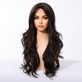 Dark Brown Wig Caramel Highlights Wig - MARKETPLACE - Milk & Honey Wigs