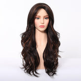 Dark Brown Wig Caramel Highlights Wig - MARKETPLACE - Milk & Honey Wigs