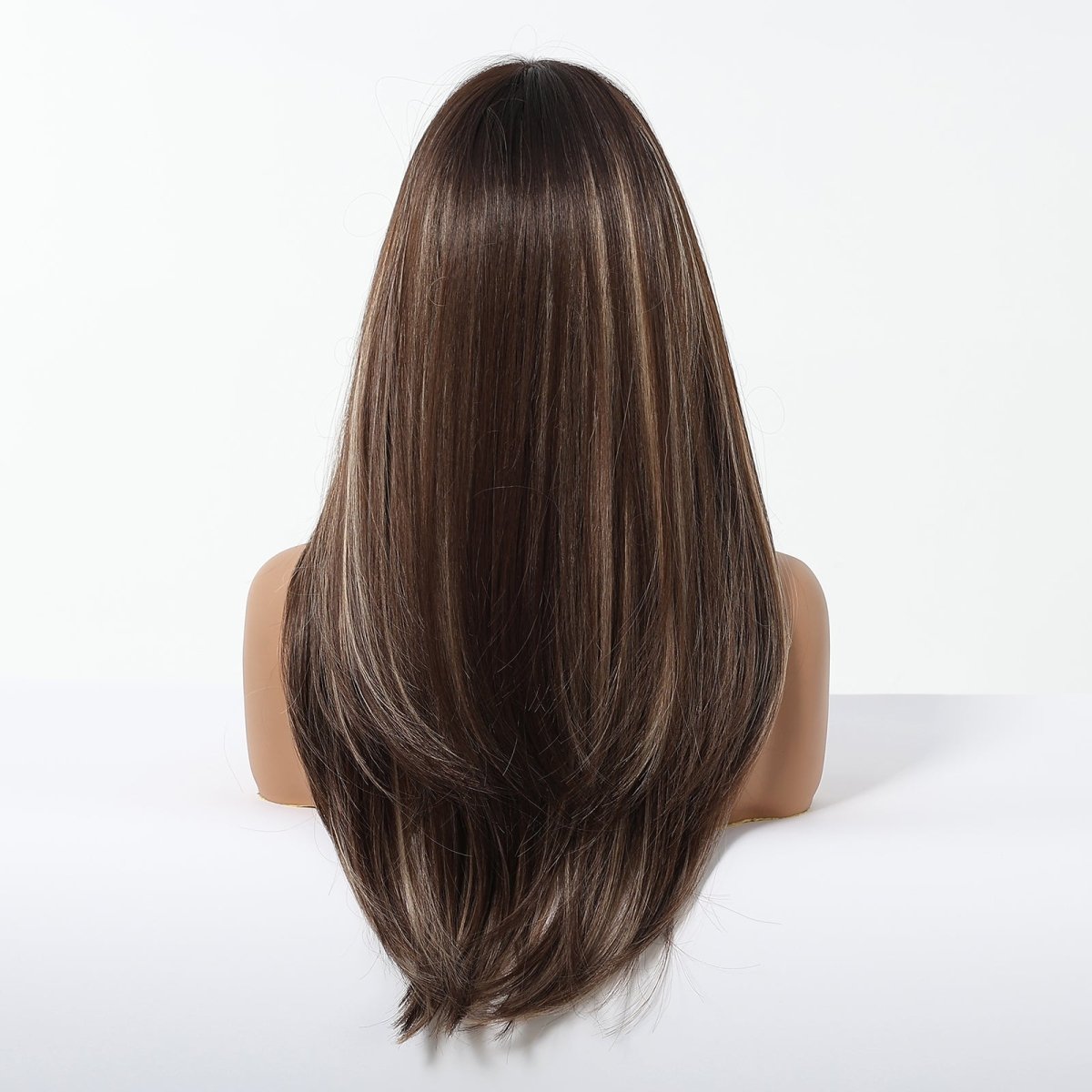 Dark Brown With Highlights Fringe Wig - MARKETPLACE - Milk &amp; Honey Wigs