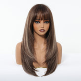 Dark Brown With Highlights Fringe Wig - MARKETPLACE - Milk & Honey Wigs