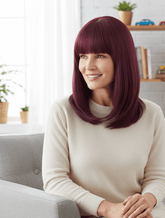 Dark Burgundy Straight with Full Bangs Wig - MARKETPLACE - Milk & Honey Wigs
