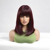 Dark Burgundy Straight with Full Bangs Wig - MARKETPLACE - Milk & Honey Wigs