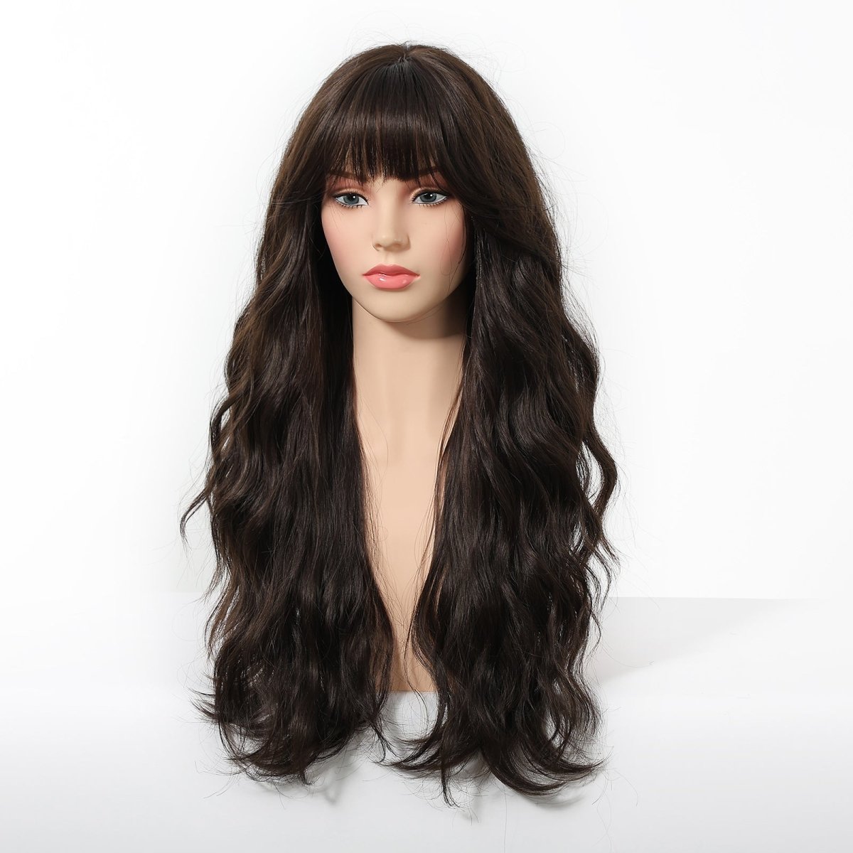 Dark Chocolate Wavy Wig with Full Fringe - MARKETPLACE - Milk & Honey Wigs