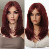 Deep Burgundy Red Layers Wig - MARKETPLACE - Milk & Honey Wigs