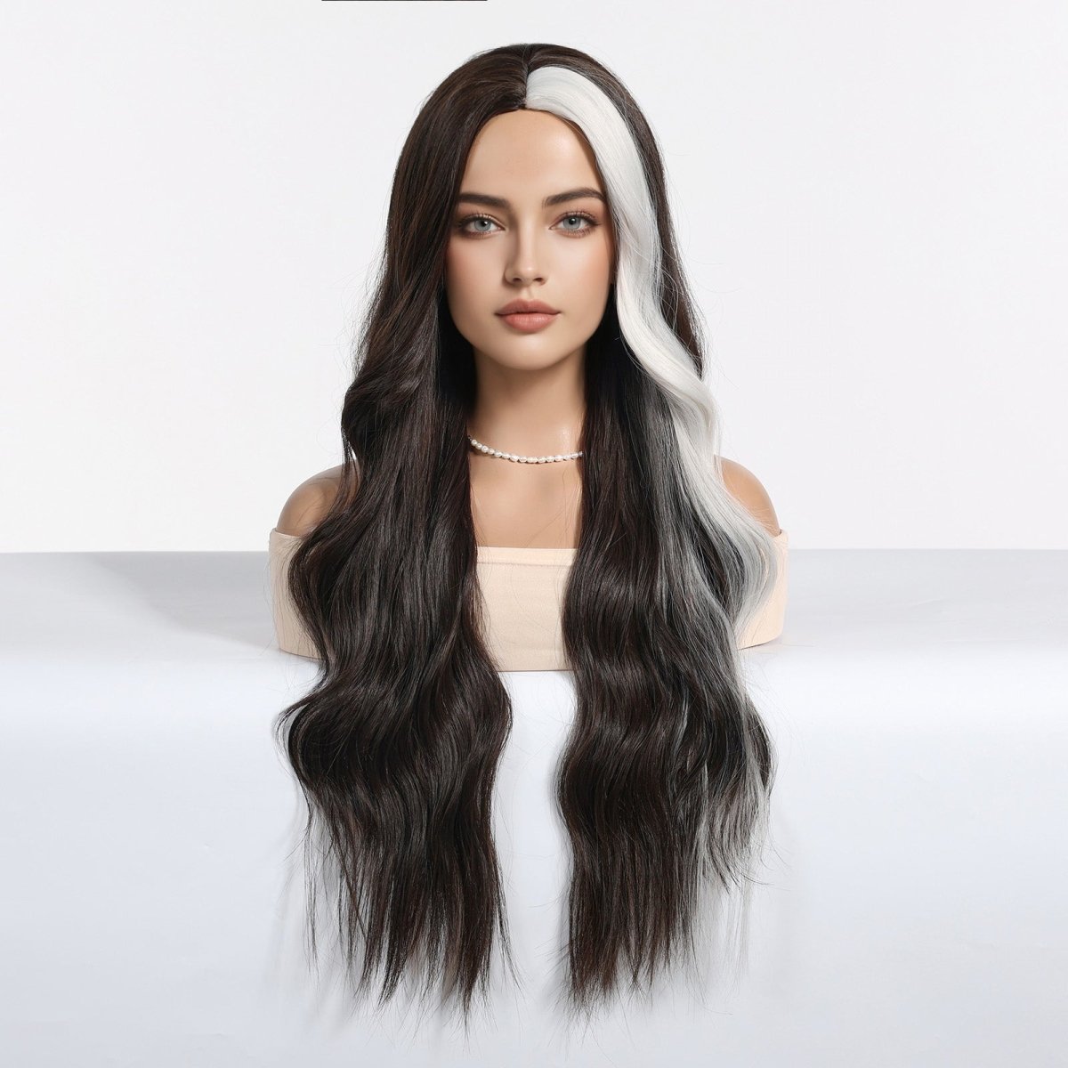 Ebony Waves with Front Platinum Highlights Wig - MARKETPLACE - Milk &amp; Honey Wigs