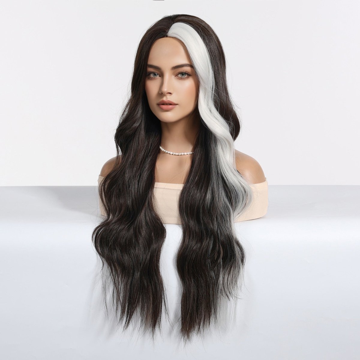 Ebony Waves with Front Platinum Highlights Wig - MARKETPLACE - Milk &amp; Honey Wigs