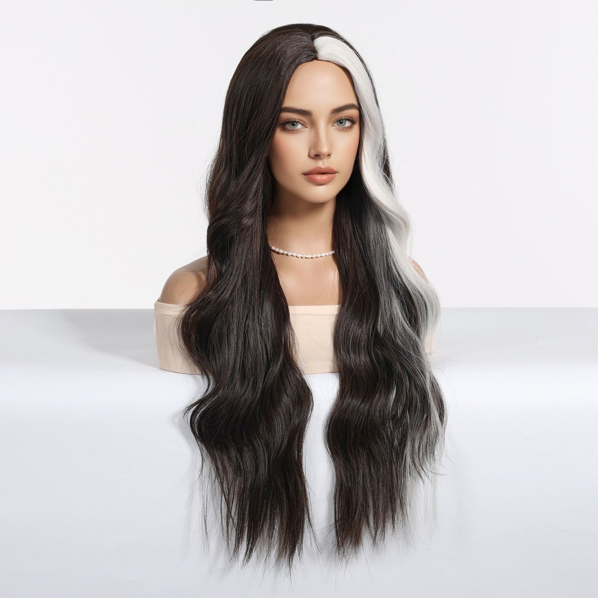Ebony Waves with Front Platinum Highlights Wig - MARKETPLACE - Milk &amp; Honey Wigs