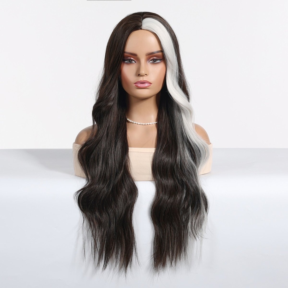 Ebony Waves with Front Platinum Highlights Wig - MARKETPLACE - Milk &amp; Honey Wigs