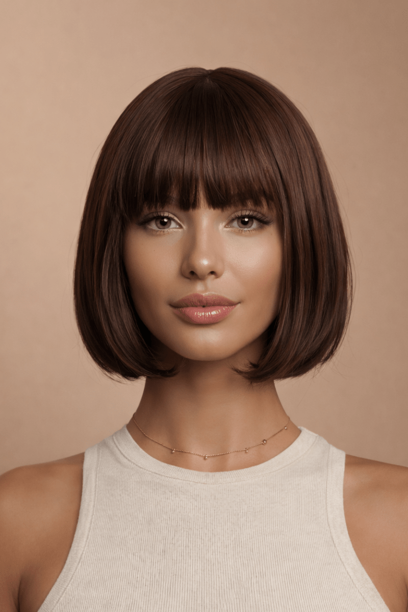 ELLE - Dark Brown - Fringe Wig - Milk &amp; Honey Wigs