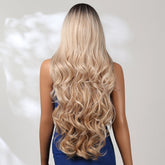 Extra Long Caramel Blonde With Root Wavy Fringe Wig - MARKETPLACE - Milk & Honey Wigs