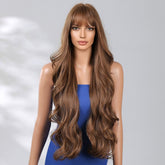 Extra Long Medium Brown Wavy Fringe Wig - MARKETPLACE - Milk & Honey Wigs