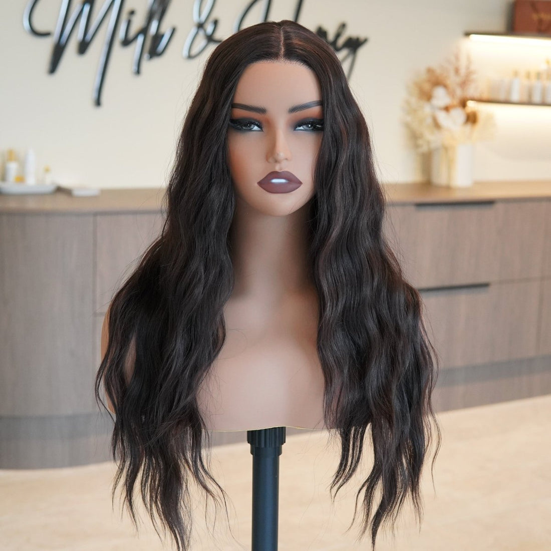 FAYE Dark Brown 22&quot; Lace Front Wig - Milk &amp; Honey Wigs