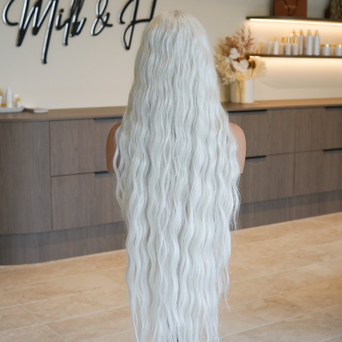 FAYE White Blonde 36" Lace Front Wig - Milk & Honey Wigs