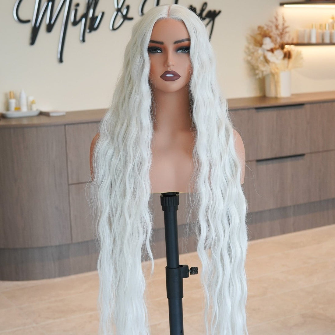 FAYE White Blonde 36&quot; Lace Front Wig - Milk &amp; Honey Wigs