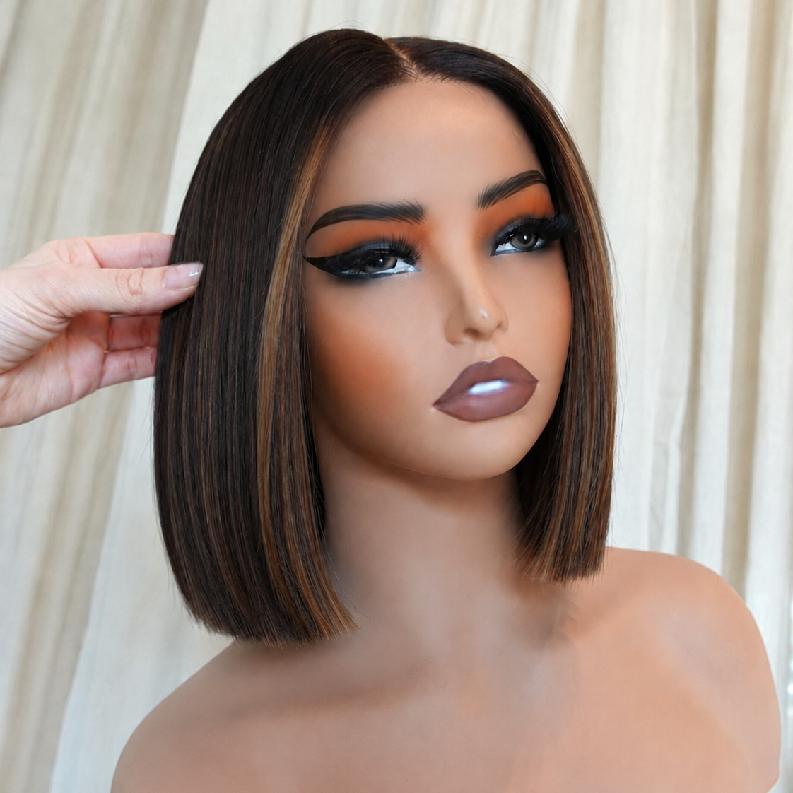 ANEESHA ombre brown human hair lace front bob wig | Milk &amp; Honey Wigs