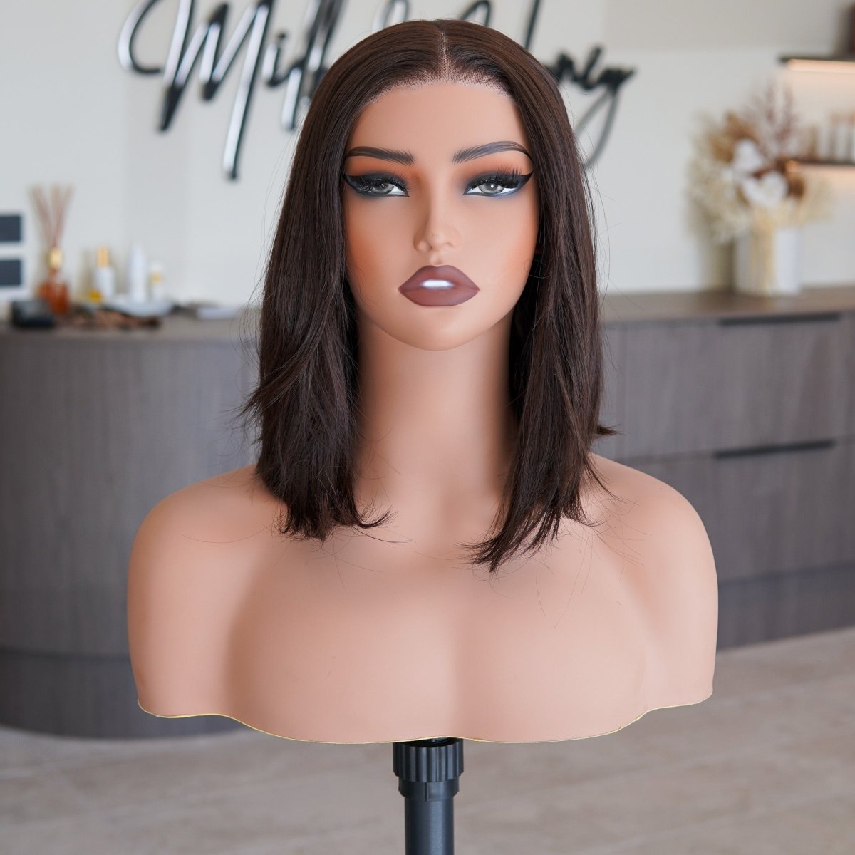 GIA Chocolate Brown Bob Lace Front Wig - Milk &amp; Honey Wigs