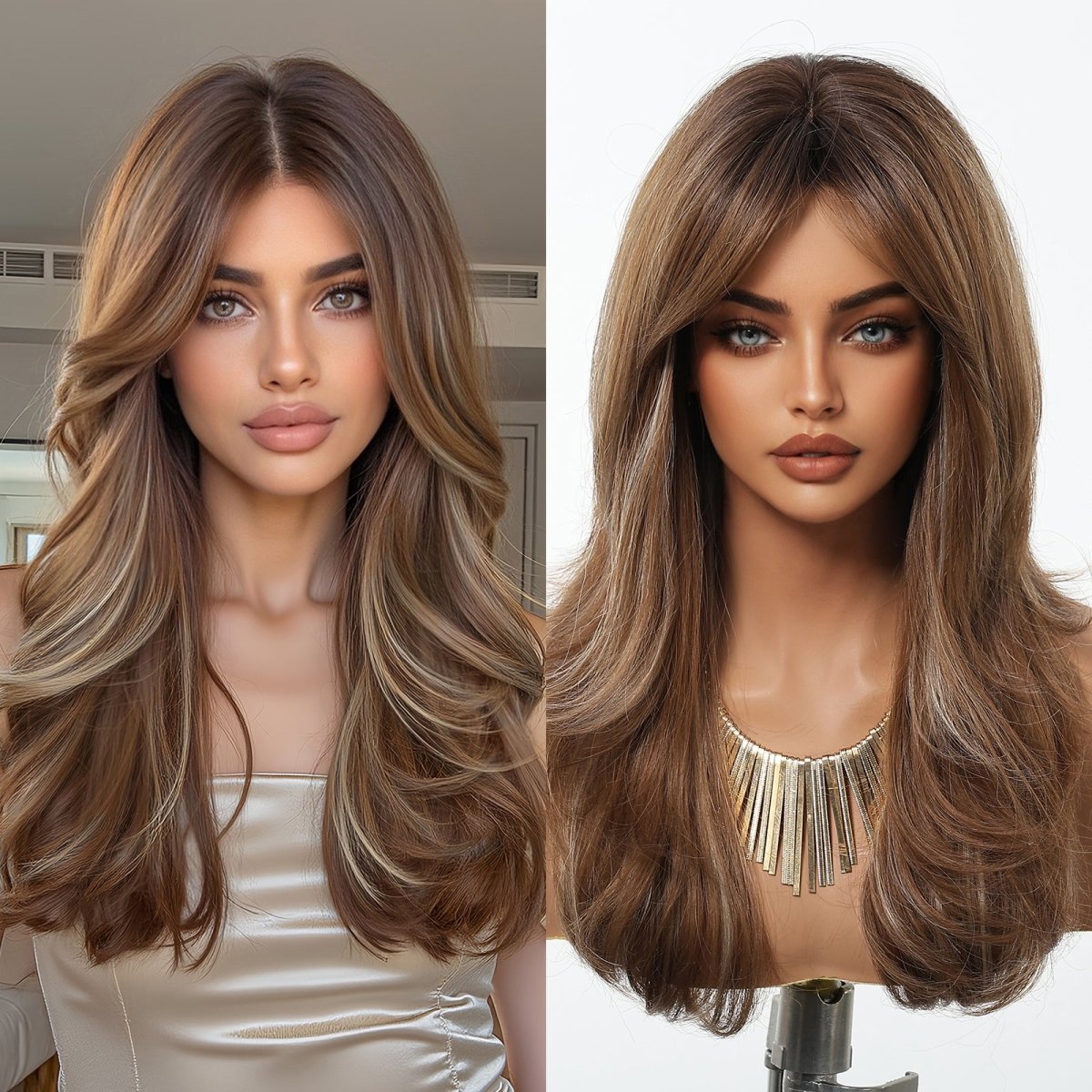 Golden Brown Layered Wig - MARKETPLACE - Milk &amp; Honey Wigs