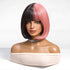 Half Pink Half Black Blunt Bob with Full Fringe Wig - MARKETPLACE - Milk & Honey Wigs
