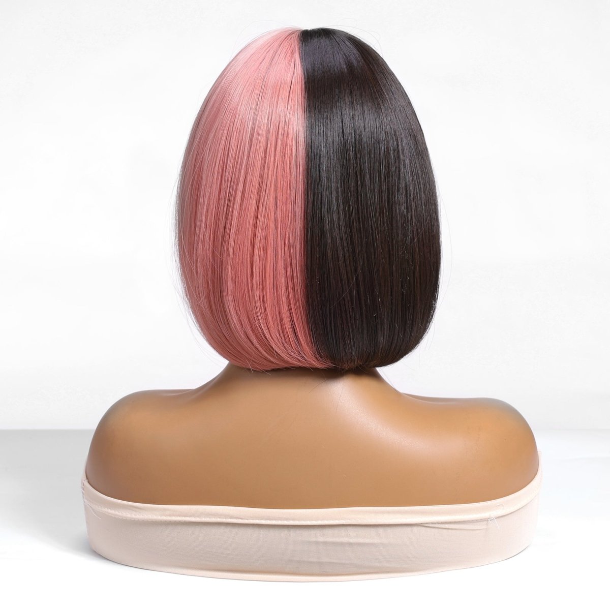 Half Pink Half Black Blunt Bob with Full Fringe Wig - MARKETPLACE - Milk &amp; Honey Wigs