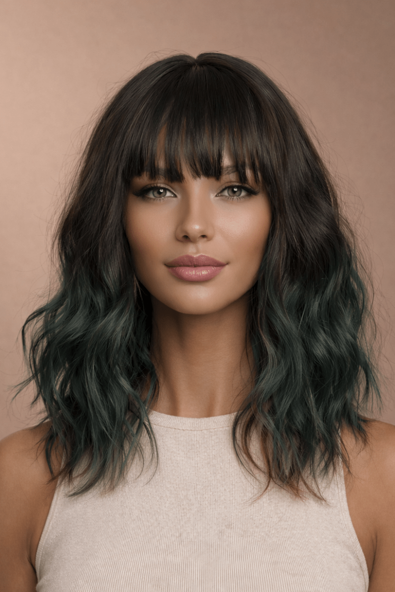 HAYLEY - Dark Green - Fringe Wig - Milk &amp; Honey Wigs