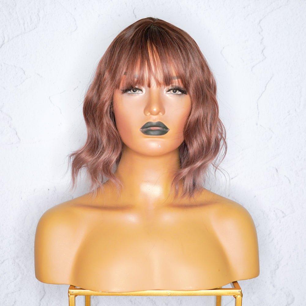 HAYLEY Ombre Mauve Brown Bob Fringe Wig - Milk &amp; Honey Wigs