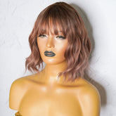 HAYLEY Ombre Mauve Brown Bob Fringe Wig - Milk & Honey Wigs