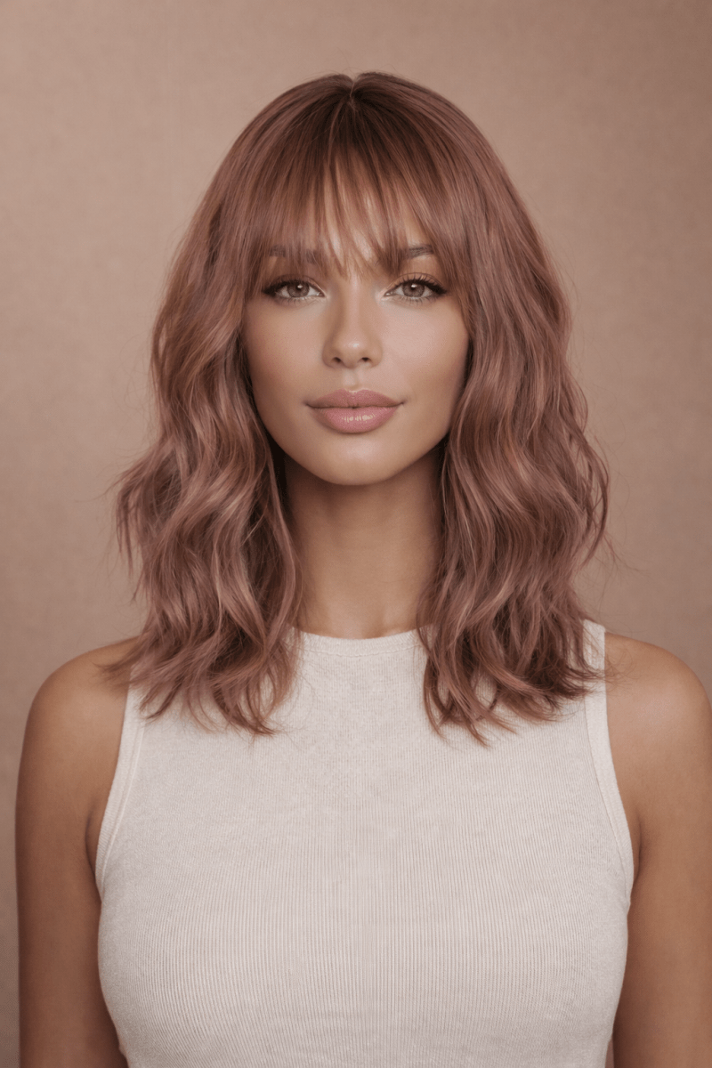 HAYLEY - Ombre Mauve Brown - Fringe Wig | Purple, 12 Inch &amp; Shorter, Fringe, Synthetic Hair | Milk &amp; Honey Wigs