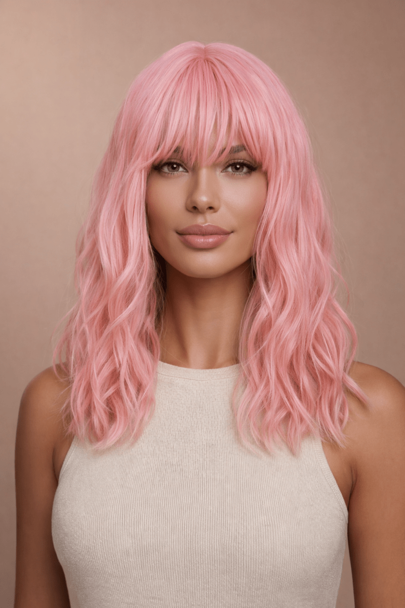 HAYLEY - Pink Bob - Fringe Wig - Milk &amp; Honey Wigs