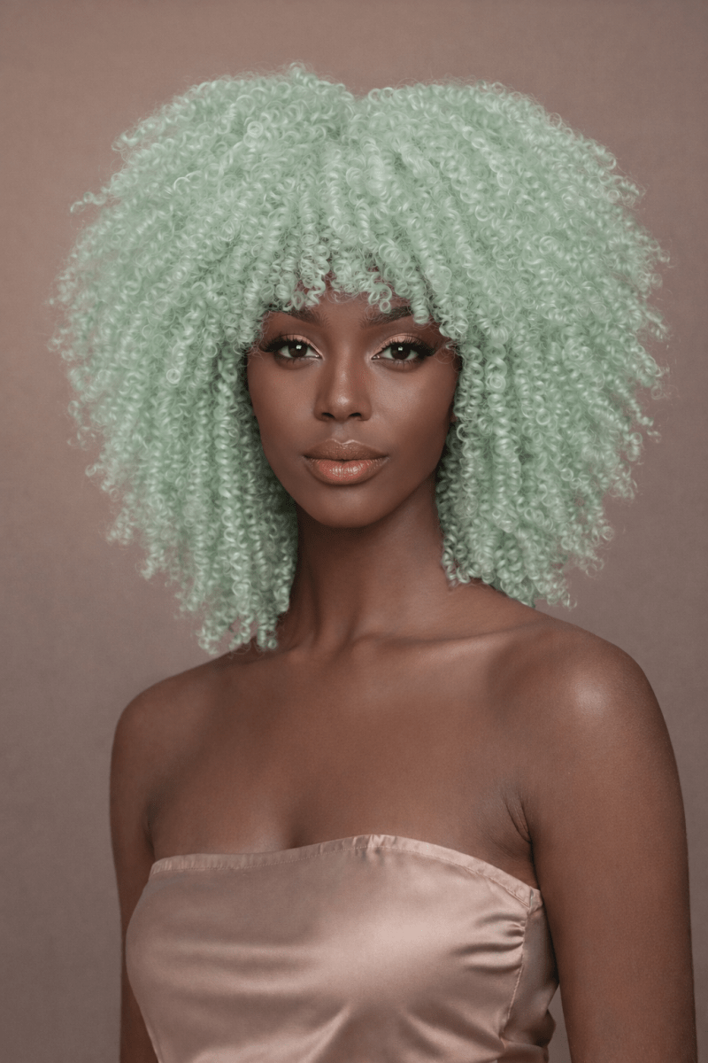 JAYDA - Mint Blue - Afro Curl Wig - Milk &amp; Honey Wigs