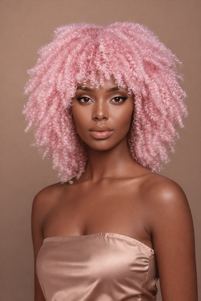 JAYDA - Pink - Afro Curl Wig - Milk &amp; Honey Wigs