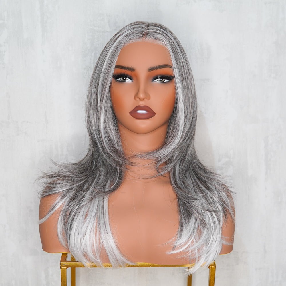 JEAN Ash Grey ( Salt &amp; Pepper ) 13X6 Lace Front Wig - Milk &amp; Honey Wigs