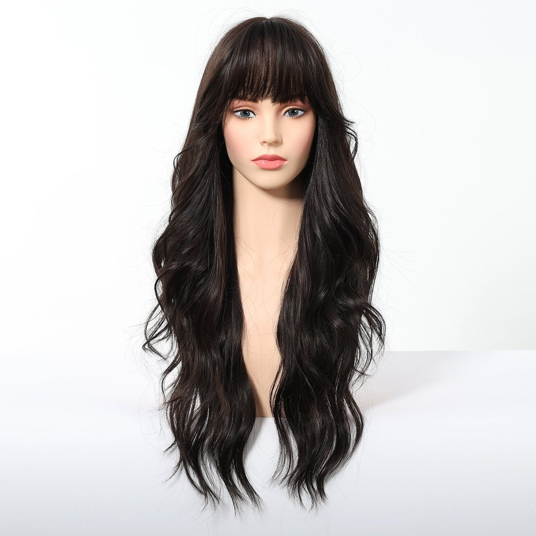 Jet Black Wavy with Full Fringe Wig - MARKETPLACE - Milk &amp; Honey Wigs